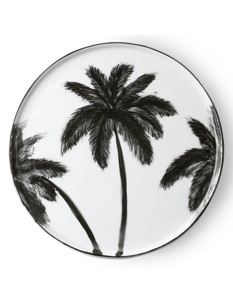 Set de 6 assiettes : palmier noir (x6) D22cm Set de 6 assiettes : palmier noir (x6) D22cm