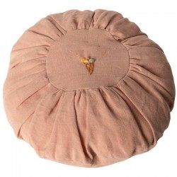 Coussin rond en lin brodé, rose Maileg