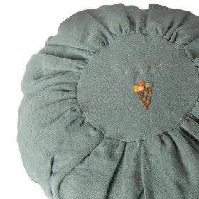 Maileg - round linen cushion, dusty blue