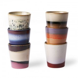 HK Living ceramic 70's mugs (set of 6)