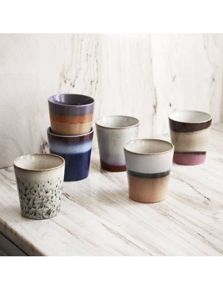 HK Living ceramic 70's mugs (set of 6)