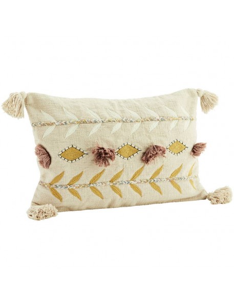 Coussin Madam Stoltz brodé nude avec pompons Coussin Madam Stoltz brodé nude avec pompons