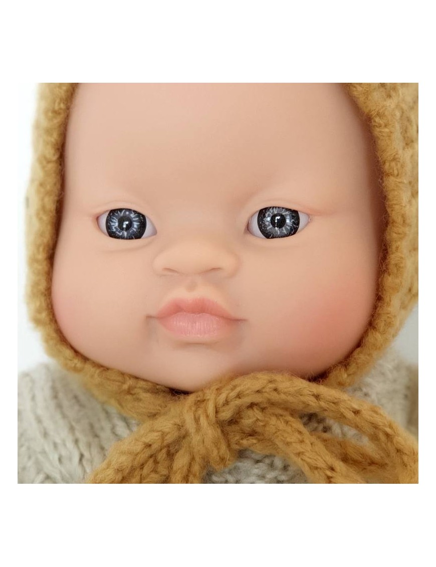 African Baby Boy Doll Checked Romper Baby Hat