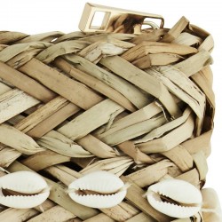 Madam Stoltz straw clutch with sea shells