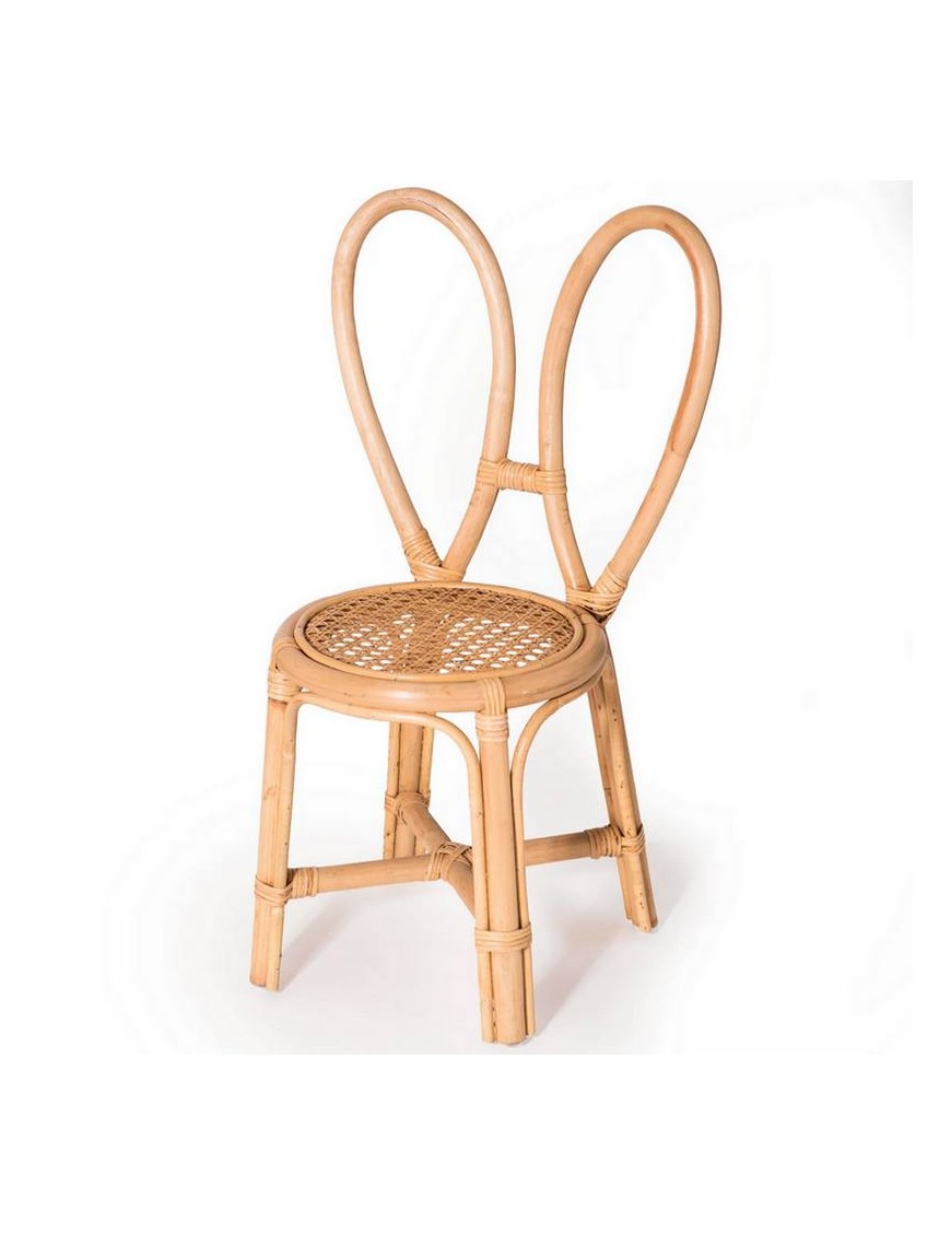 Chaise enfant en rotin, lapin