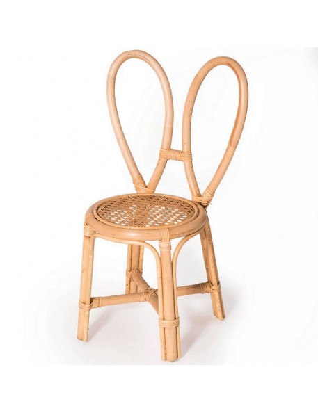 Chaise enfant en rotin, lapin