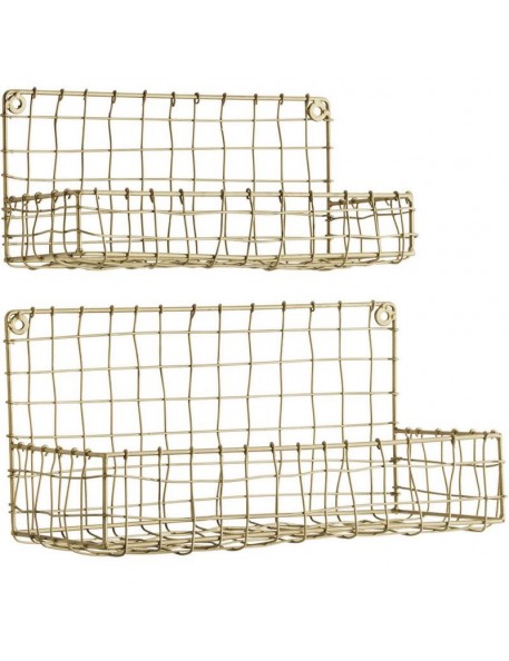 Etagère grillagée en métal doré Madam Stoltz (x2) Etagère grillagée en métal doré Madam Stoltz (x2)