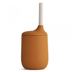 Liewood gobelet avec paille 100% silicone, moutarde