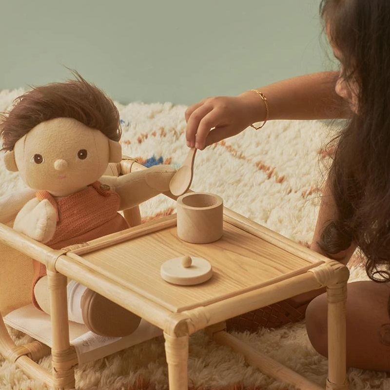 wooden doll feeding set
