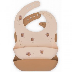 Bavoir silicone popcorn Konges slojd, set x 2
