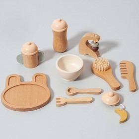 Jouet coffret d'accessoires bébé en bois