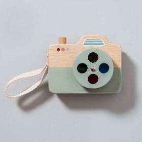 Jouet appareil photo en bois, bleu