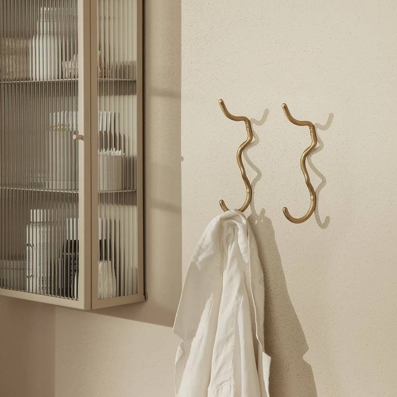 Ferm Living Brass Hook Curvature - Ferm Living Bathroom Shelf Brass Ferm Living Brass Hook Curvature - Ferm Living Bathroom Shelf Brass