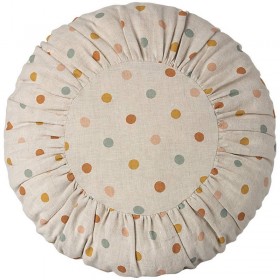 Coussin rond en lin à pois multicolores, large Maileg