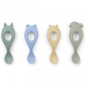 Liewood lot de 4 cuillères bébé silicone "Liva", peppermint