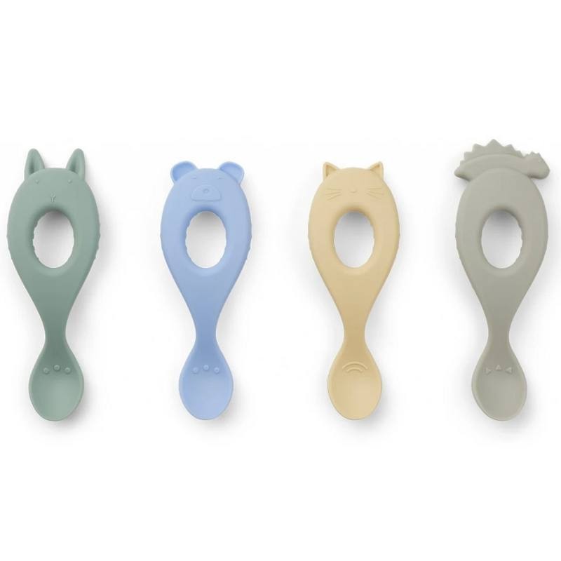 Liewood lot de 4 cuillères bébé silicone "Liva", peppermint