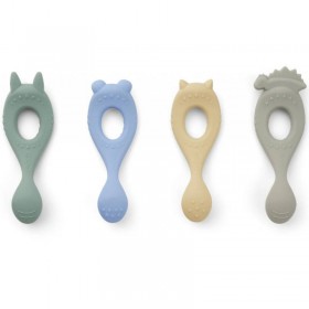 Liewood lot de 4 cuillères bébé silicone "Liva", peppermint