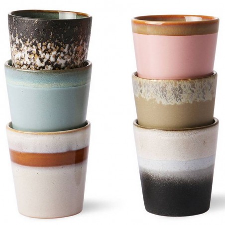 HK Living 6 mugs céramique 70' - new HK Living 6 mugs céramique 70' - new