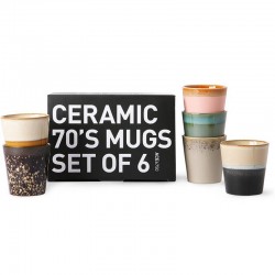 HK Living 6 mugs céramique 70' - new