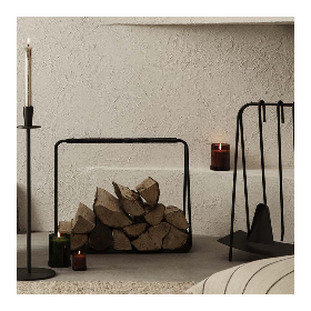 Modern log holder in black metal