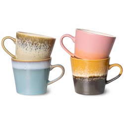 lot de 4 tasses artisanales en grès capuccino  collection 70' HK LIVING