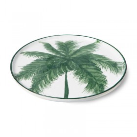 assiette céramique avec palmier vert peint à l a main