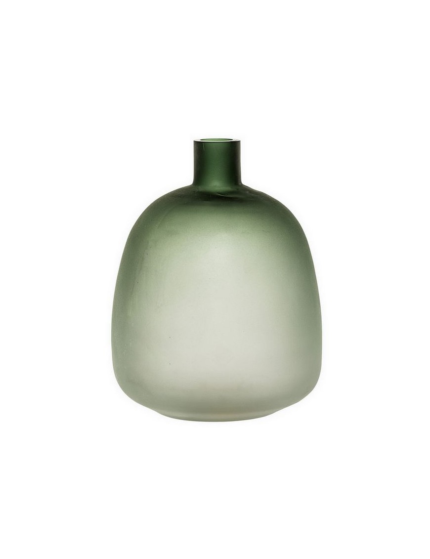 Vase moderne en verre dépoli givré vert