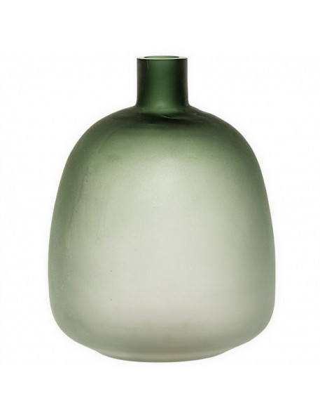 Vase moderne en verre dépoli givré vert