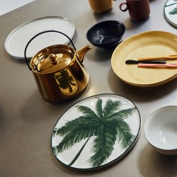 assiette plate porcelaine design palmier vert