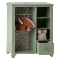 jouet miniature armoire penderie retro en bois vert menthe