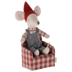 jouet miniature fauteuil vichy rouge pour poupée souris Maileg
