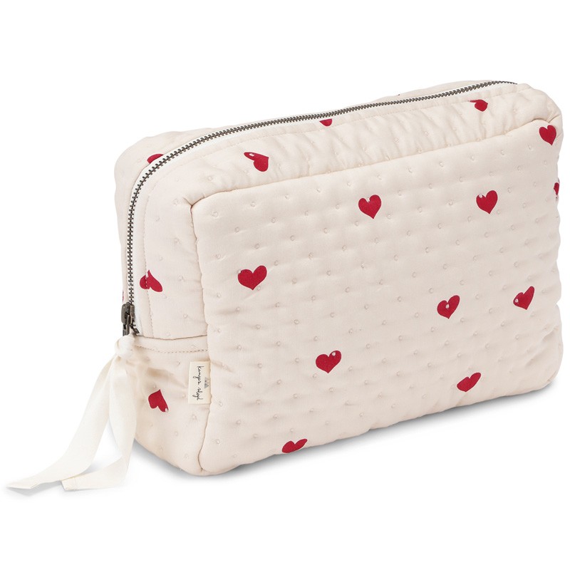 Big quilted toiletry bag with red heart Amour rouge by Konges sloejd