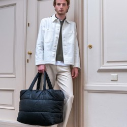 sac week-end homme cuir noir vegetalien