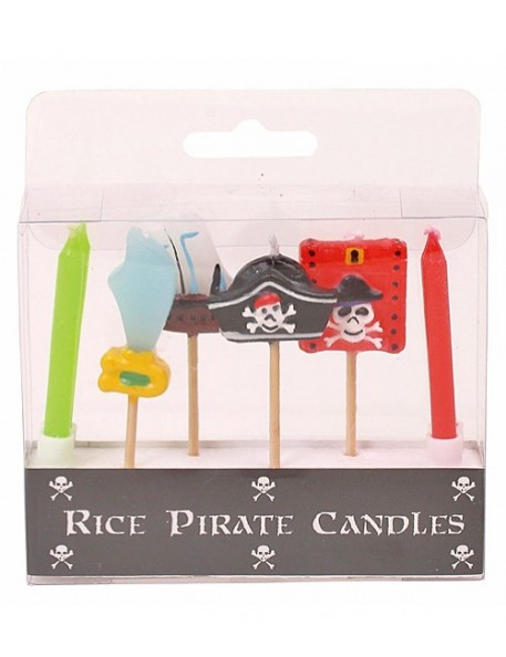 RICE - 6 Assorted Pirate Pick Candles