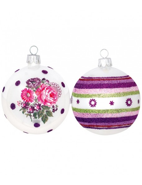 Greengate - Xmas Ball Lina/Josephine Plum - 4 Pcs