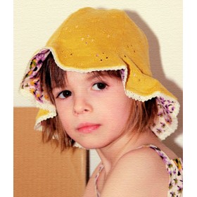 whip cream reversible hat - mustard