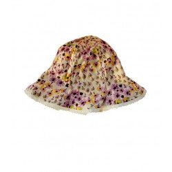 chapeau enfant réversible fleurs/ moutarde whip cream