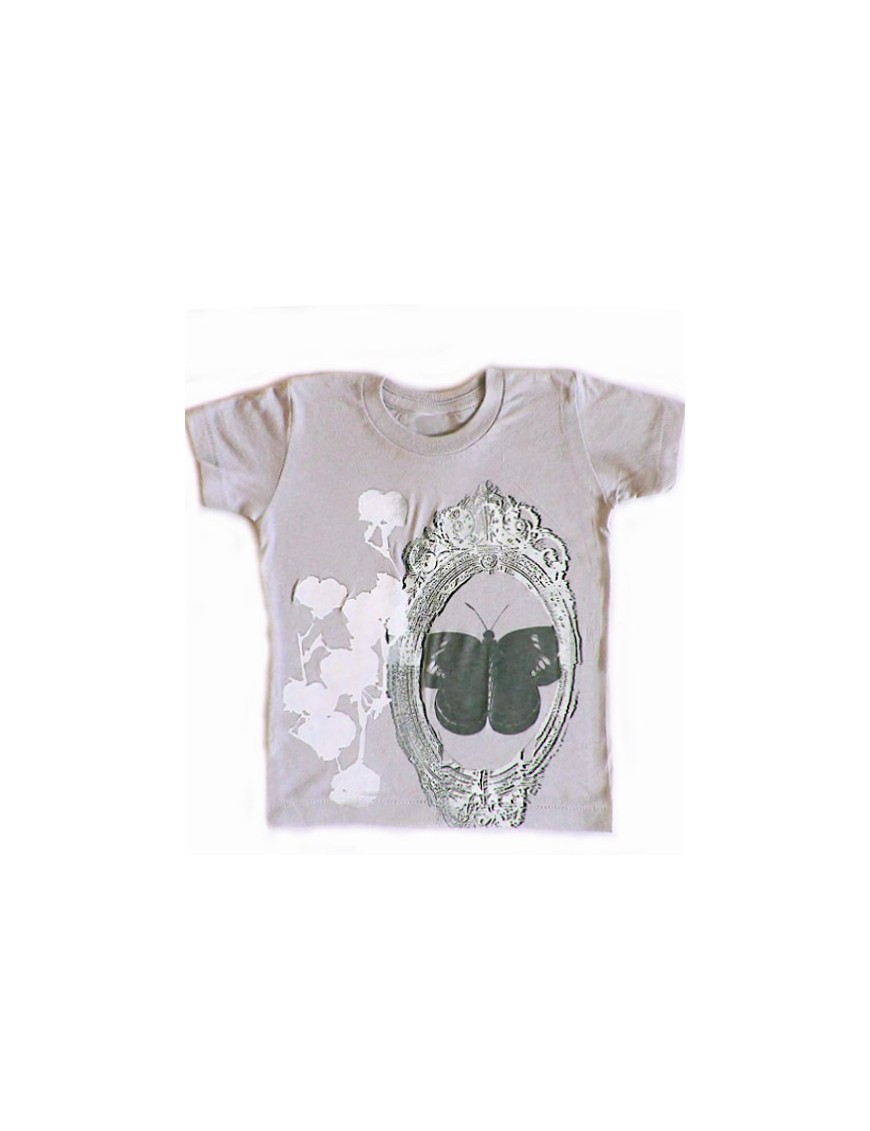 Shirin Crew tee with butterfly, mirror and cottonball prints