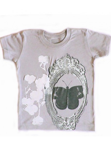 shirin kids t-shirt fille bio papillon & fleur de coton