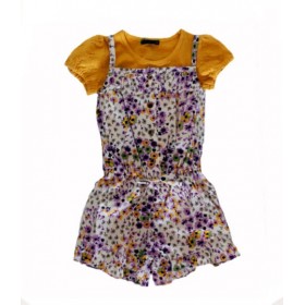 whip cream short jumpsuit - flowers on parm