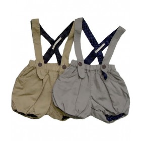 whip cream short pants with suspenders - beige