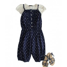 whip cream navy jumpsuit wigth dots