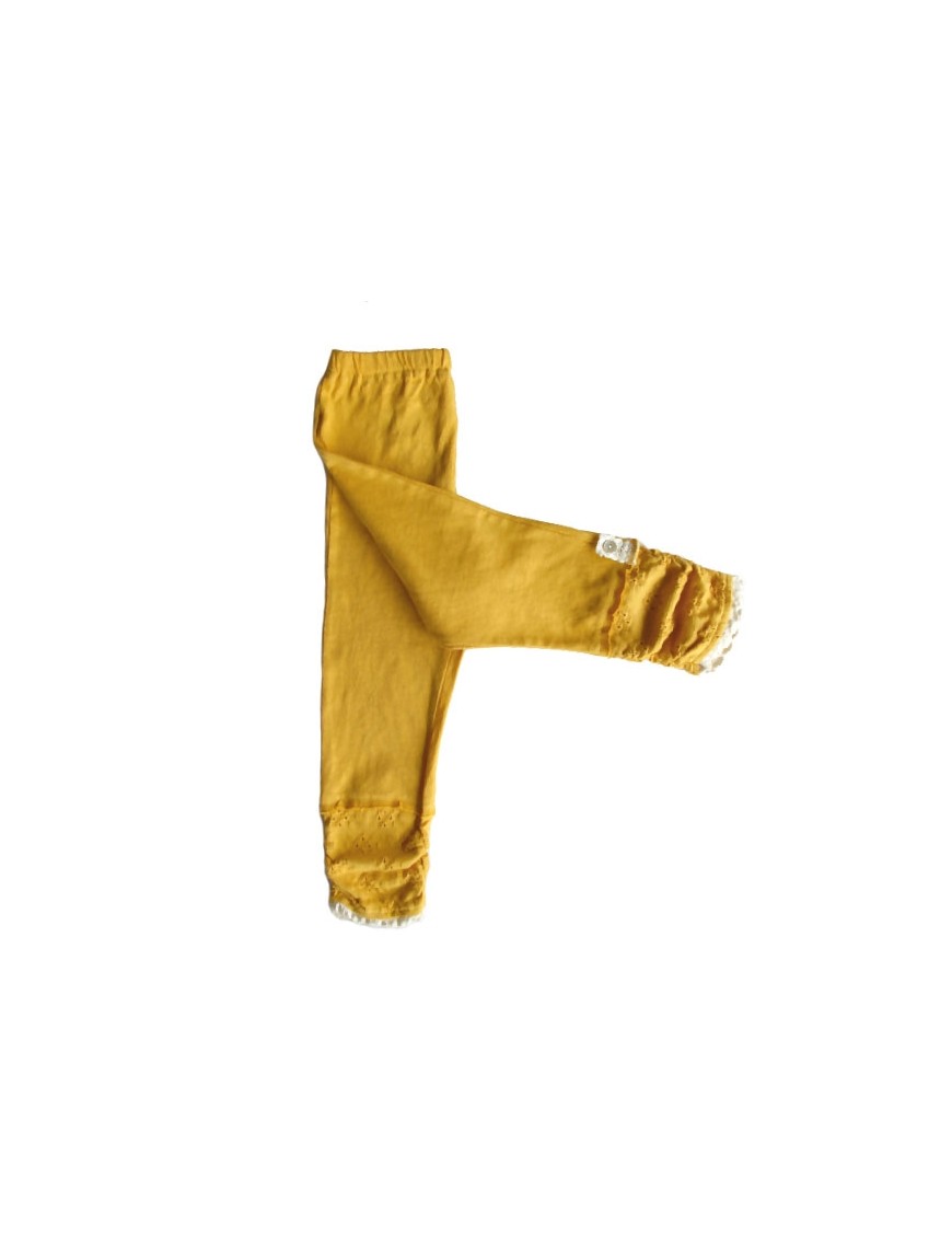 6y- whip cream leggings pants - mustard