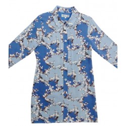 little paul&joe robe chemisier liberty bleu avec ceinture cuir