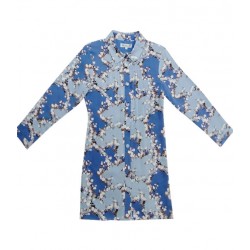 little paul&joe robe chemisier liberty bleu avec ceinture cuir