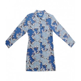 little paul&joe robe chemisier liberty bleu avec ceinture cuir