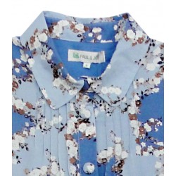 little paul&joe robe chemisier liberty bleu avec ceinture cuir