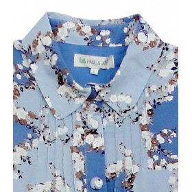 little paul&joe robe chemisier liberty bleu avec ceinture cuir