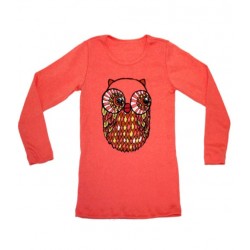 4a t-shirt fille corail avec hibou misha lulu