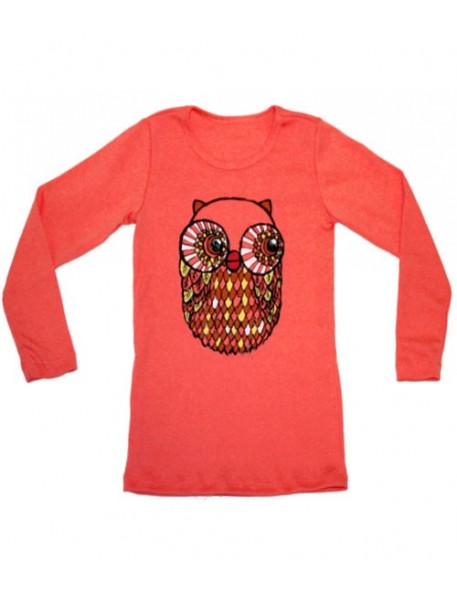 4a t-shirt fille corail avec hibou misha lulu